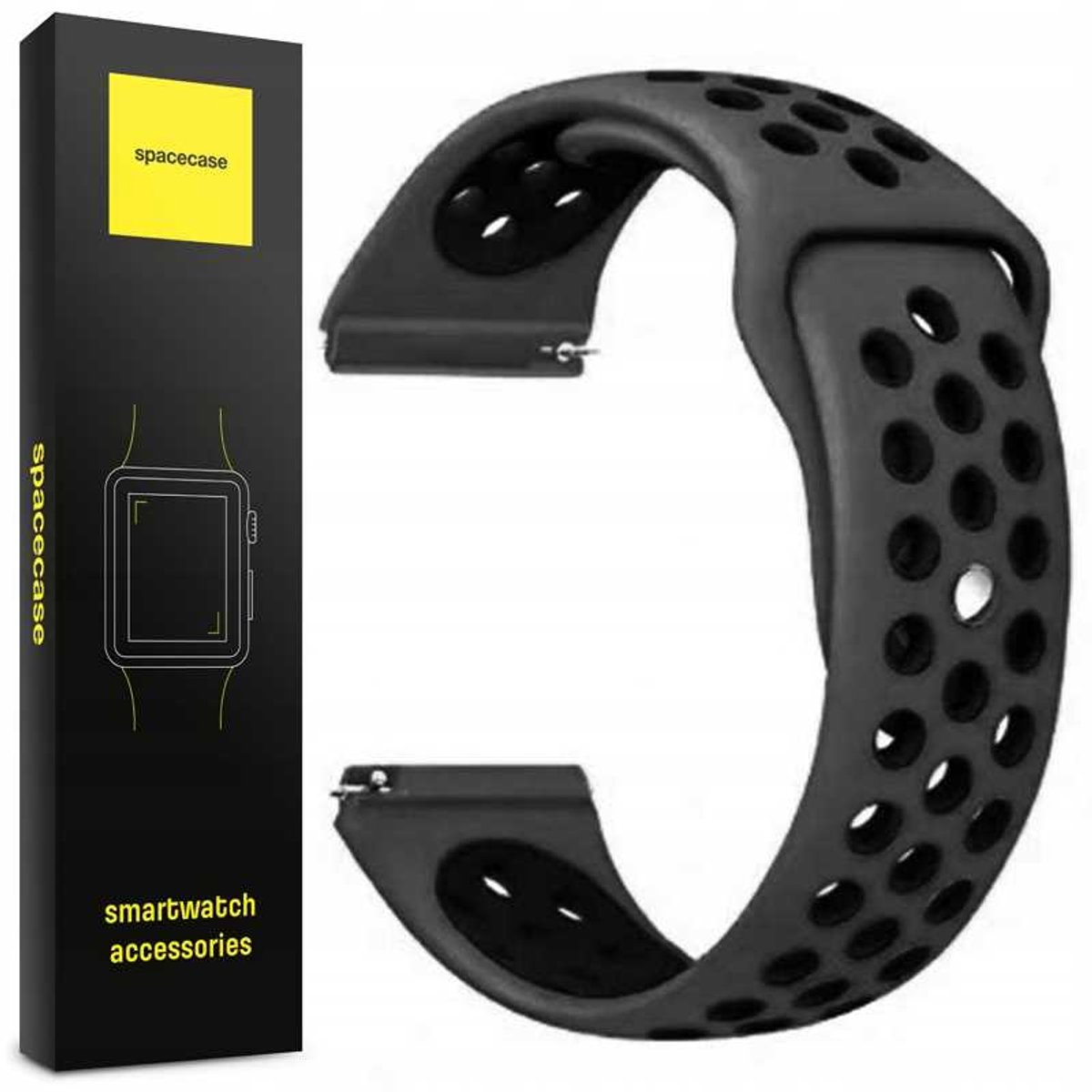 Spacecase Horlogeband 22Mm Sportband Zwart Grijs Voor Apple Watch