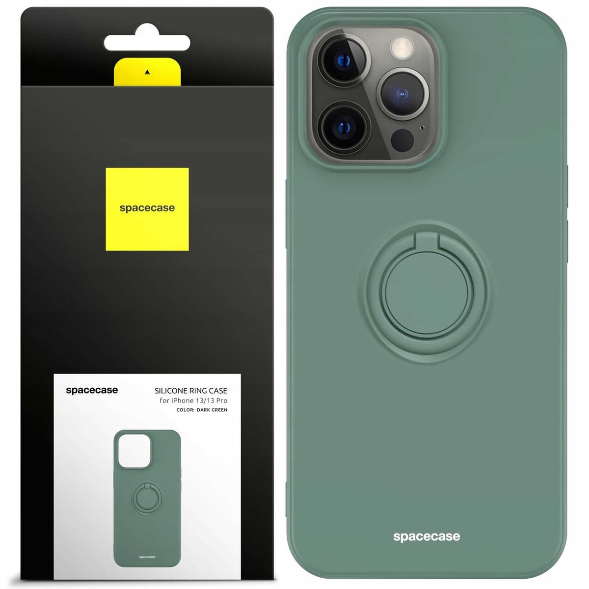 Spacecase Siliconen Case Ring Voor Iphone 13 Pro Case Groene Cover