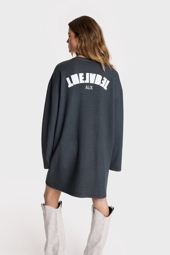 Damesgebreide trui jurk in grijs