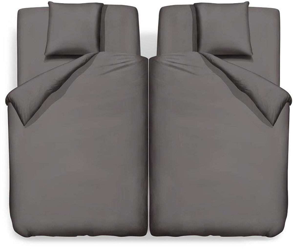 My Ninki ® Comfortabele en Stijlvolle 4-delige Beddengoedset in Antraciet Grijs met Microvezel Dekbedovertrekken