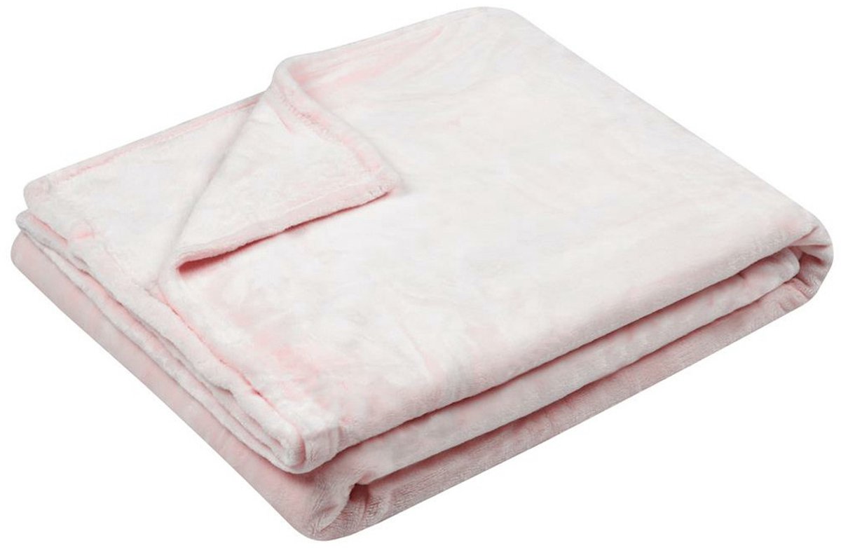 Stof Textiles Plaid/bankdeken Maribelle - roze - 130 x 160 cm - polyester fleece - 1 persoons