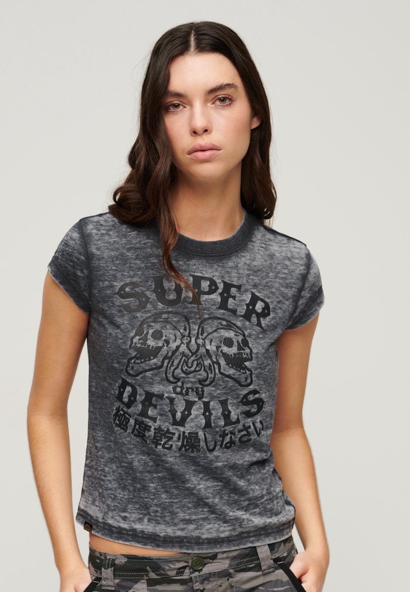 Superdry Retro Rocker-T-shirt met korte mouwen Dames T-shirts Zwart