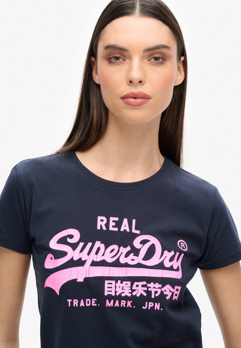 Superdry Neon Vl Graphic Fitted T-shirt Met Korte Mouwen S Vrouw Marineblauw