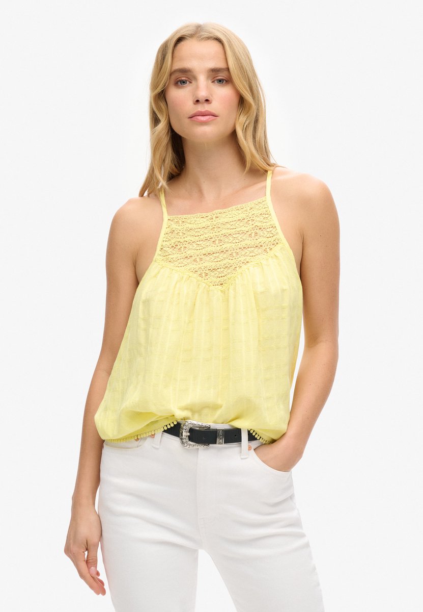 Superdry Cami strandtopje met kant Dames Tops Geel