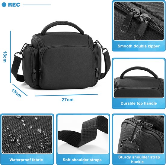 YONO Cameratas Spiegelreflexcamera - Camera Tas Systeemcamera - Fototas - Schoudertas geschikt voor Nikon - Canon - Sony - L