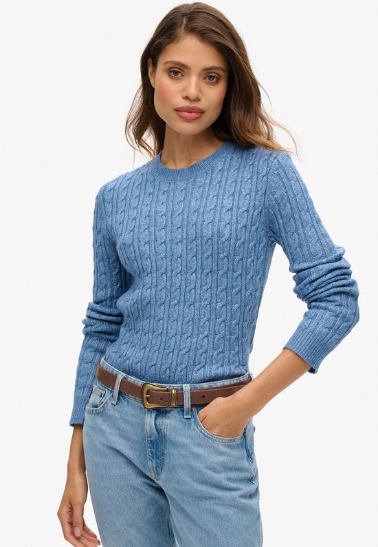 Superdry - Pull ras du cou ajusté en maille torsadée - Femme - Sweats