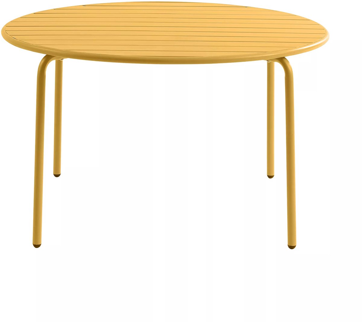 Ronde mosterdgele metalen tuintafel van 110 cm diameter - MIRMANDE van MYLIA.