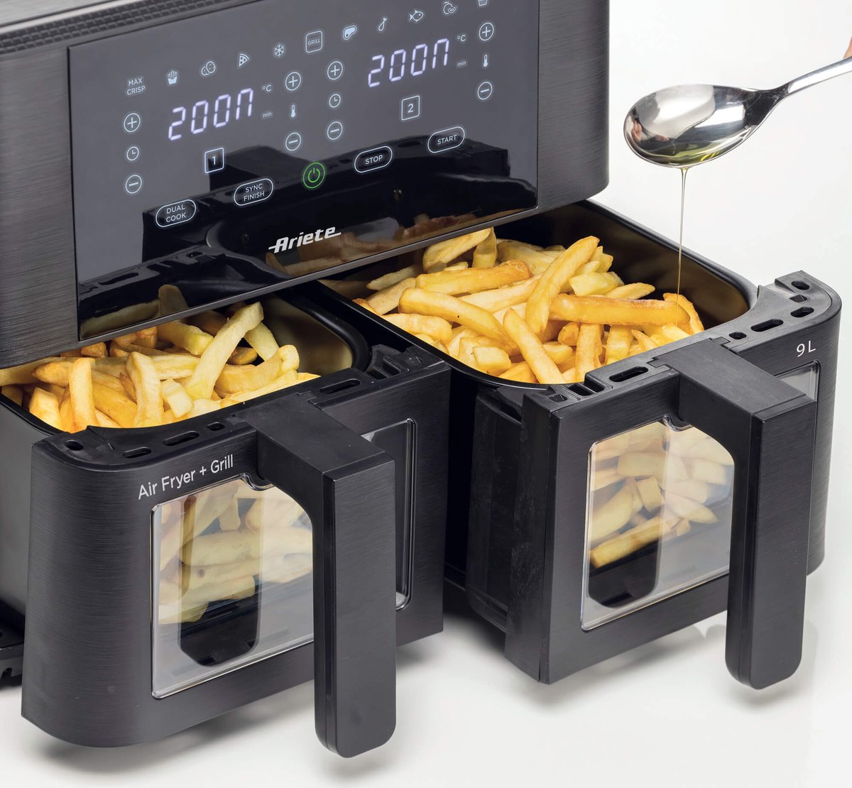 Afbeelding 2 van Ariete 4631 Dubbele Airfryer 9L 2400W Zwart