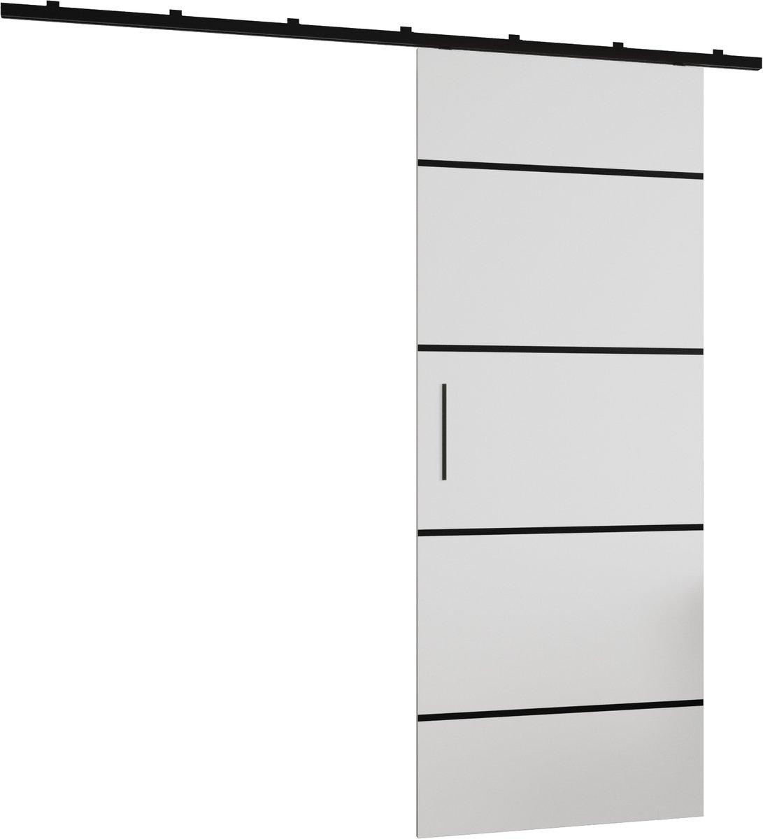 Schuifdeursysteem met rail - Loftdeur met wandmontage - 90x204cm - AVANTI IV - Wit