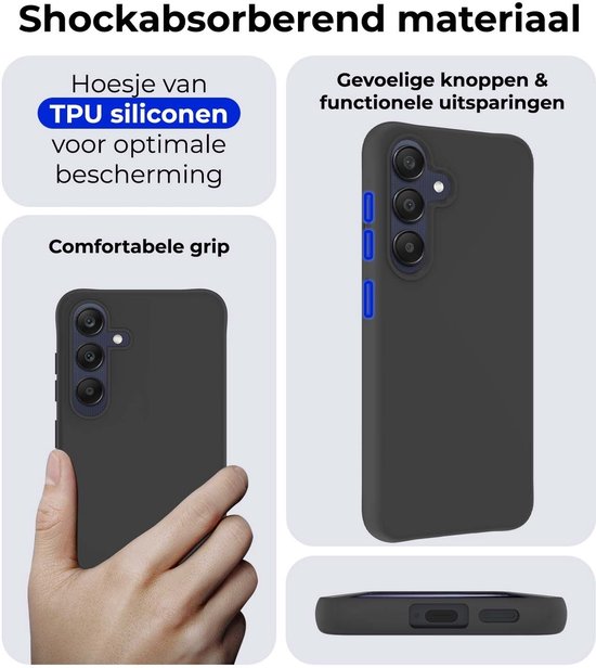 Zwarte TPU siliconen hoes voor Samsung Galaxy A26 met functionele uitsparingen en comfortabele grip.