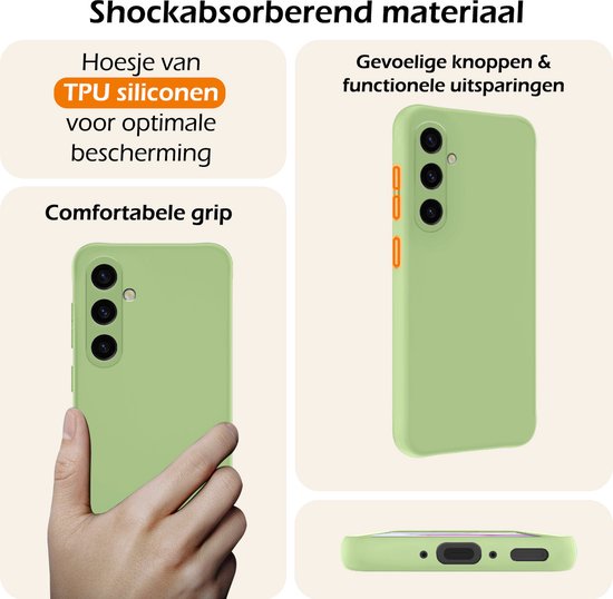 Coque compatible avec Samsung A36, coque en Siliconen avec 2 films de protection d'écran, coque arrière compatible avec Samsung Galaxy A36, vert