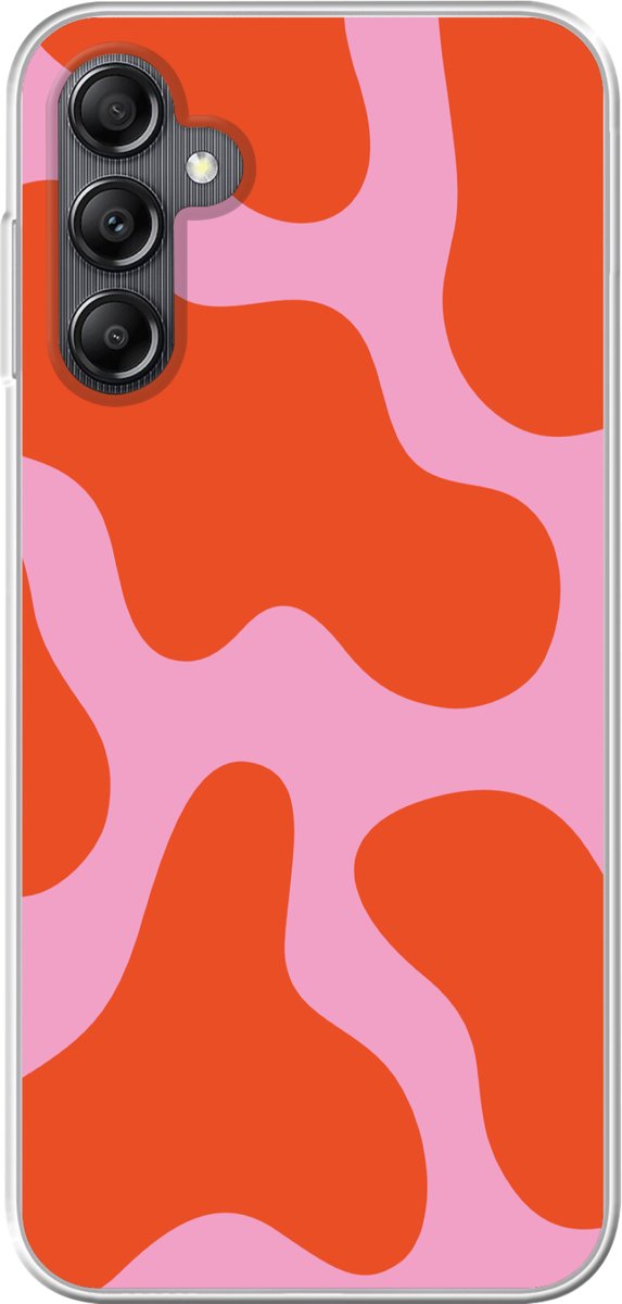 Telefoonhoesje Geschikt voor Samsung Galaxy A14 5G hoesje - Vlekken - Rood - Roze - Patroon - Minimalistisch - Siliconen Telefoonhoesje Telefoonhoesje