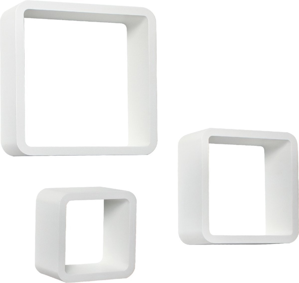 Bolt Edge Cube Wandplank - Zwevend - Wandrek - Boekenplank - Set van 3 - Wit MDF