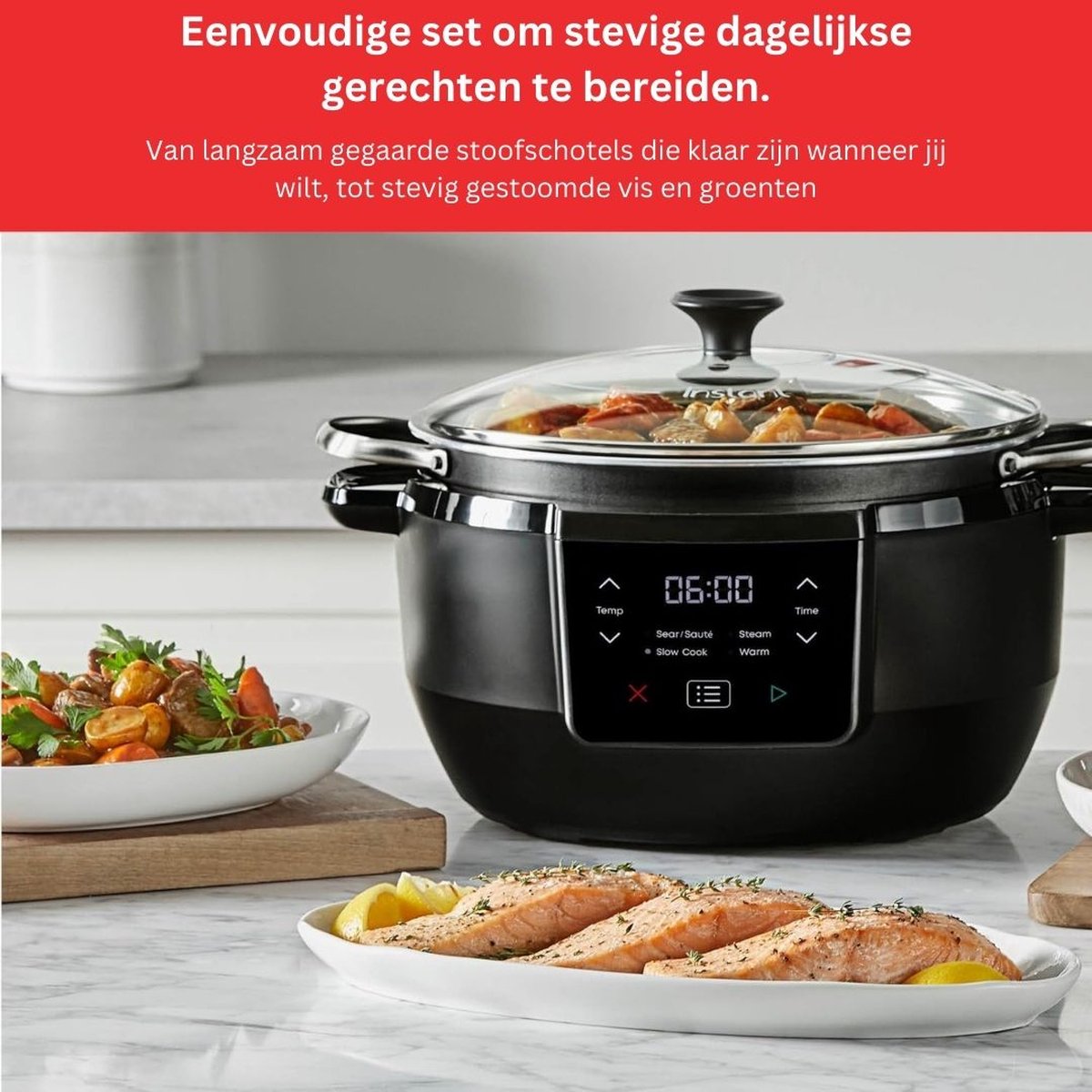 DailySupplies® Slowcooker met Timer - Keramische Binnenpan - Hotpot - Zwart – foto 4