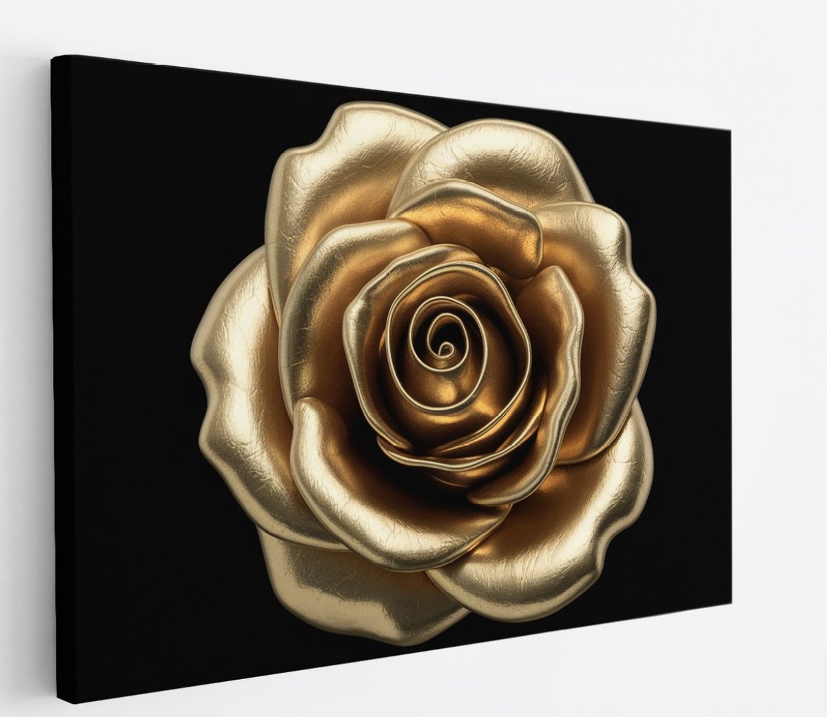 Saammp Canvas Schilderij - Goude Roos - bloemen - Natuur - Abstract - 150x100 - Foto op canvas - Wanddecoratie - Muurdecoratie Woonkamer - Kantoor Decoratie Multicolor