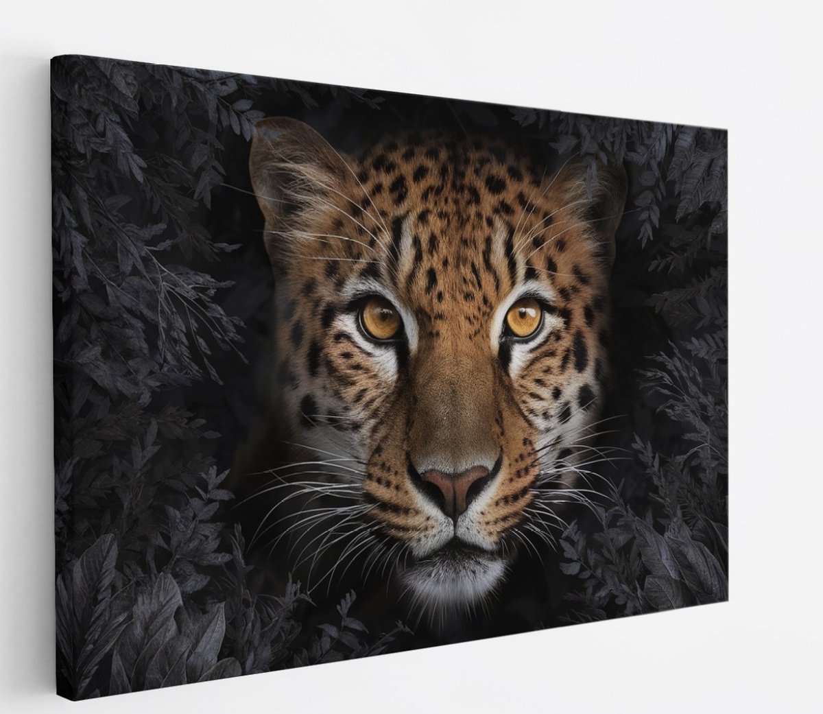 Saammp Canvas Schilderij - Panter - Abstract - Natuur - Dieren - 40x30 - Foto op canvas - Wanddecoratie - Muurdecoratie Woonkamer - Slaapkamer decoratie - Canvas Print Multicolor