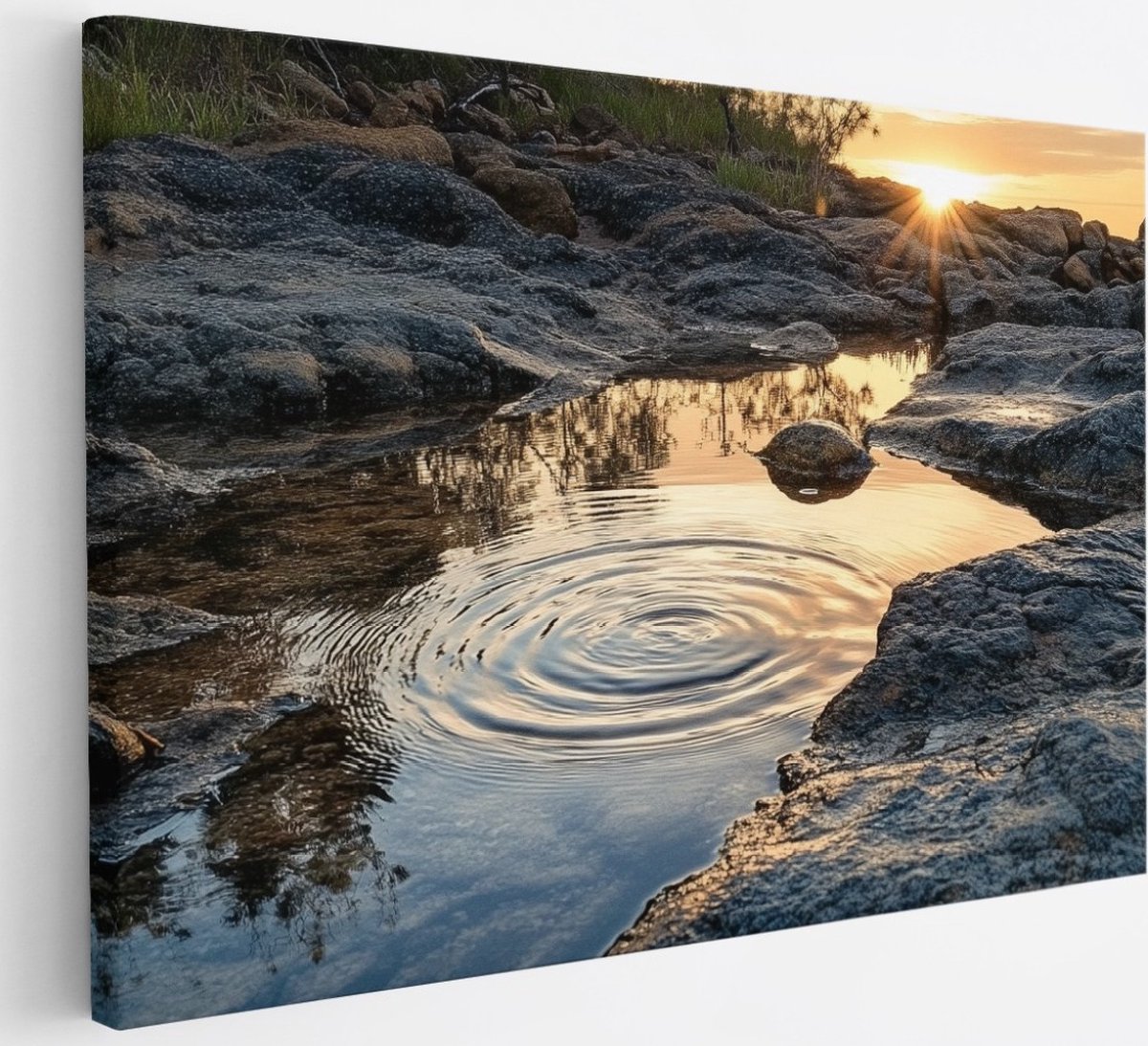 Saammp Canvas Schilderij - Natuur - Winter - Besneeuwde brug - landschappen - 30x20 - Foto op canvas - Wanddecoratie - Muurdecoratie Woonkamer - Slaapkamer decoratie - Canvas Print Multicolor