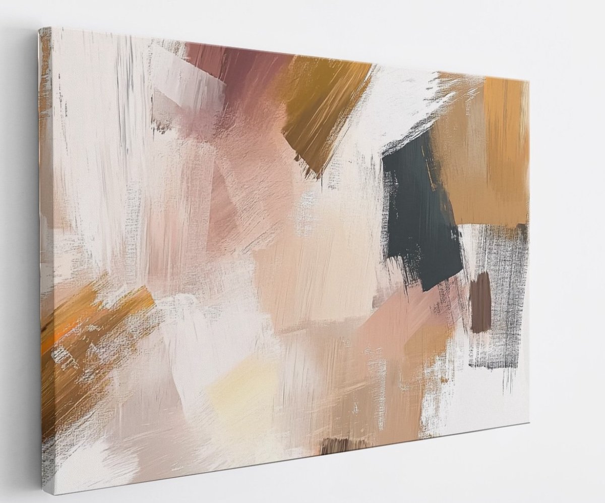 Saammp Canvas Schilderij - Gestreept patroon - Abstract kunstwerk - 50x40 - Foto op canvas - Wanddecoratie - Muurdecoratie Woonkamer - Slaapkamer decoratie - Canvas Print Multicolor
