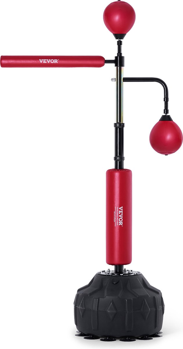VEVOR Boxing Speed Trainer, Bokszak met Standaard, Reflexbokszak voor Tieners en Volwassenen, in Hoogte Verstelbare Vrijstaande Bokszakset met Handschoenen, Workout Speedbag voor Training Rood