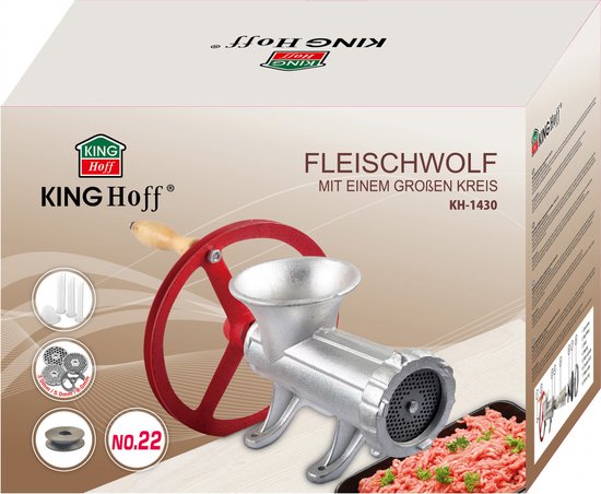 Kinghoff 1430 - Gietijzeren vleesmolen - met cinema wiel - 22 inch van Kinghoff — afbeelding 2