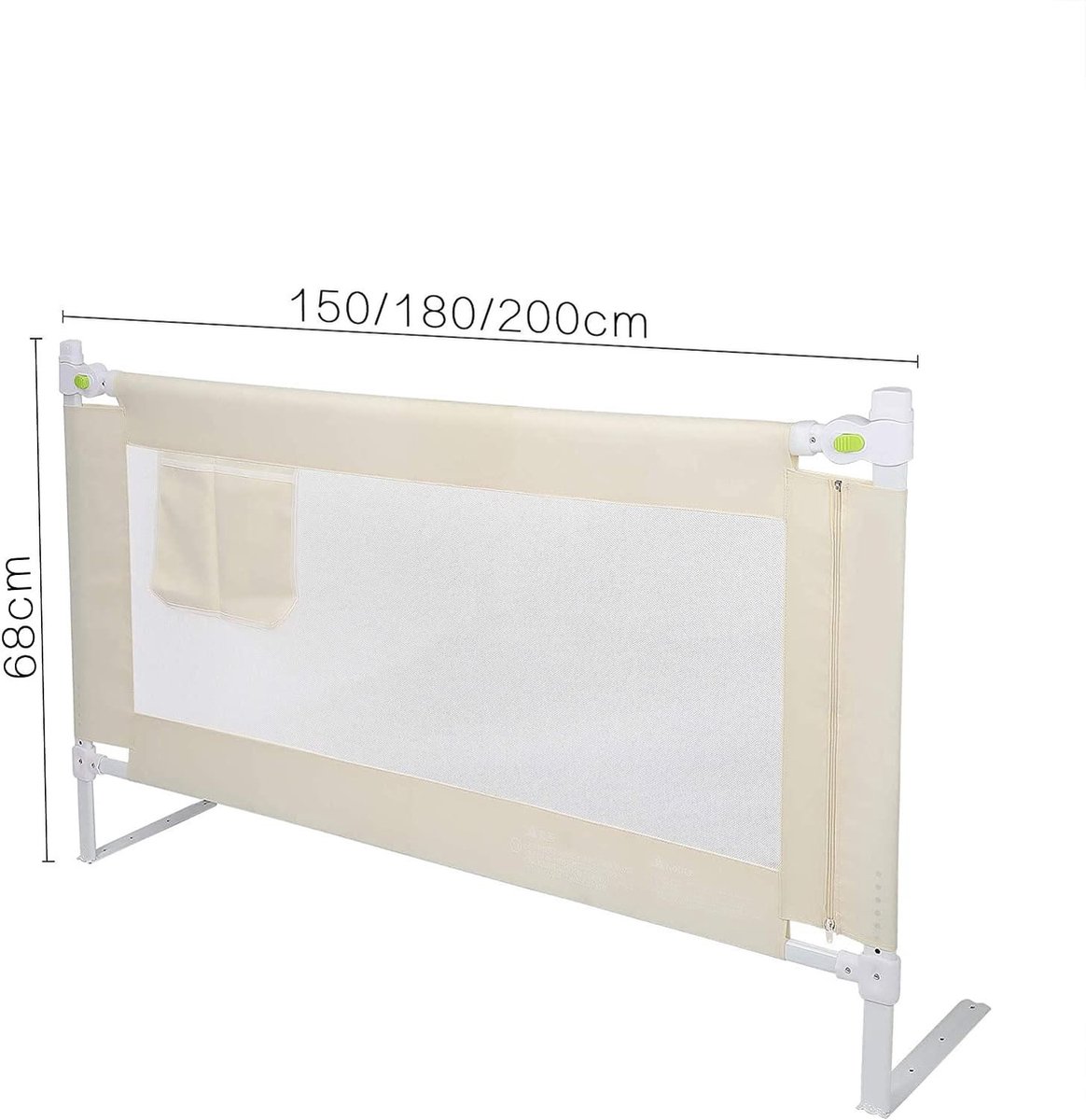 Bedhekje Kinderen 120 x 42 cm met Bandjes Vouwbare Veiligheidsbarrière met Ademend Gaasstof