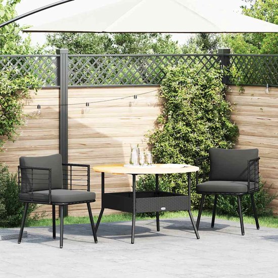 Homgoday Tuinstoelen 2 Stuks – Ligstoelen Met Zwart Rotan, Stalen Frame, Verstelbare Rug & Voetensteun 1 miniatura