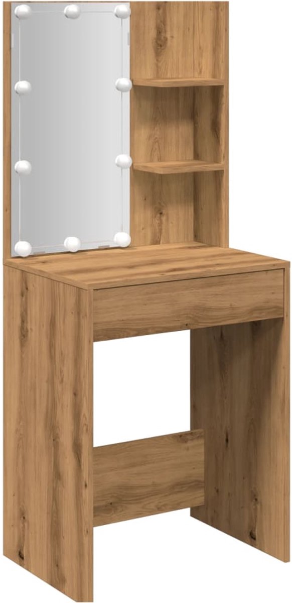 vidaXL Kaptafel - met - LED-verlichting - 60x40x140 - cm - artisanaal - eikenkleur artisan eiken
