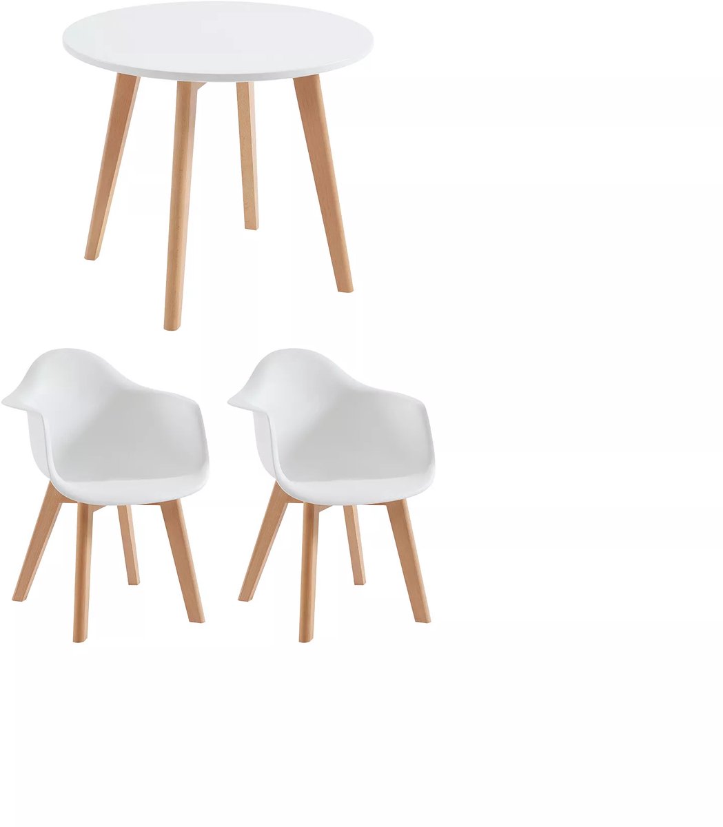 Vente-unique Set van kindertafel LOULOUNE + 2 stoelen POUPINETTE - Wit