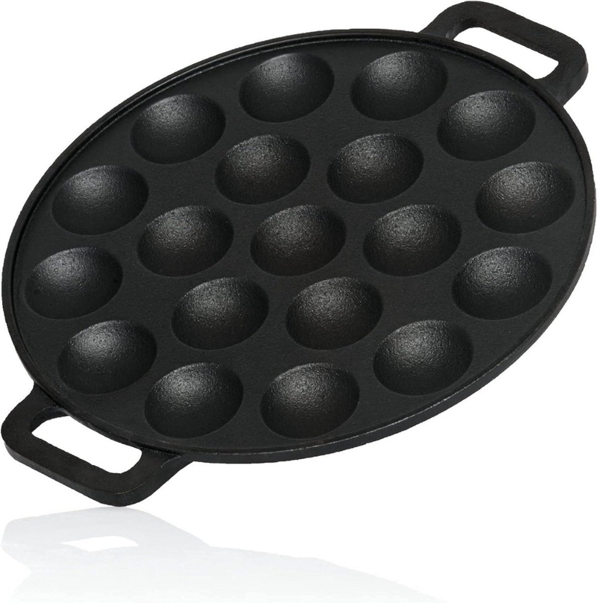 Zylo® Poffertjesmaker - Poffertjespan - Antiaanbaklaag - Geschikt voor Inductiekookplaten -19 Mallen- 24x25x4cm - Zwart