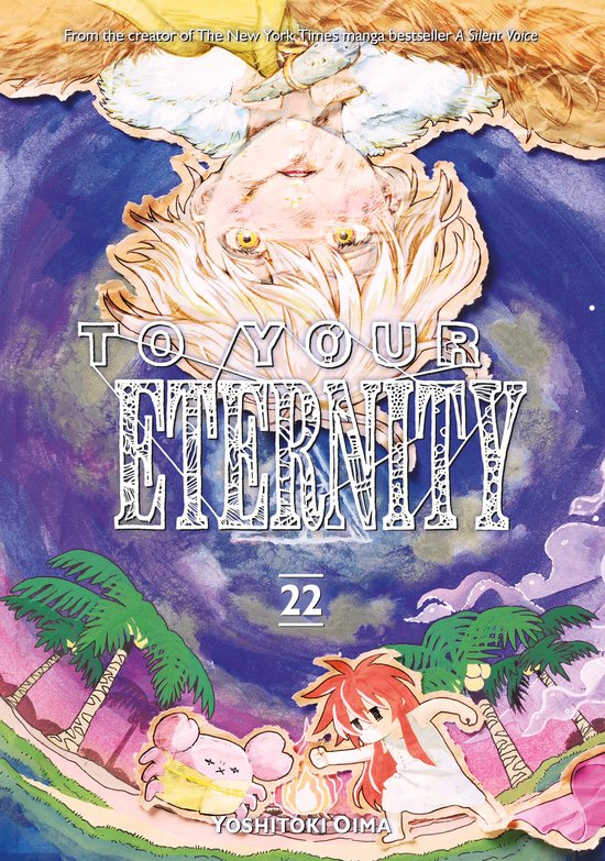 Manga 'To Your Eternity' volume 22 avec Fushi et Gugu sur une île tropicale.