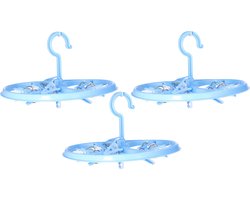 DID Droogcarrousel/droogmolen - 3x - blauw - met 12 knijpers - 26,5 cm