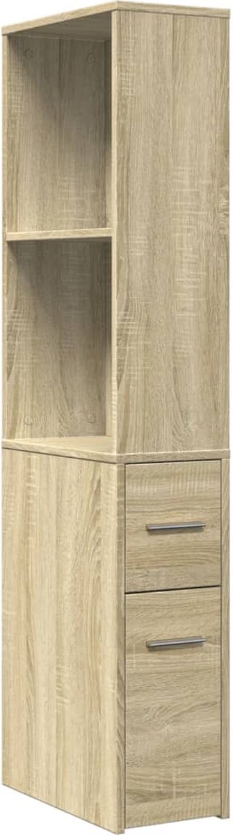 vidaXL - Badkamerkast - smal - met - wielen - bewerkt - hout - sonoma - eikenkleurig
