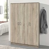 Opbergkast Ray 120cm met 3 deuren en 4 legplanken - sonoma eik