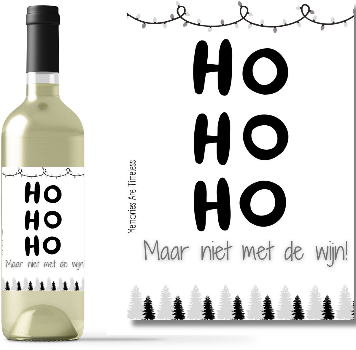 Wijnetiket Kerst | Grappig Kerstcadeau & Flesetiket | Uniek Wijnlabel voor de Feestdagen