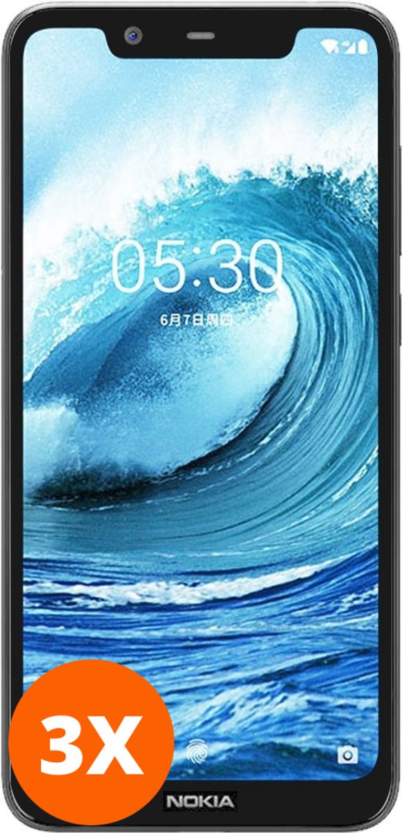 Mobigear Screenprotector geschikt voor Nokia 5.1 Plus Glazen | Mobigear Premium Screenprotector - Case Friendly - Zwart (3-Pack)