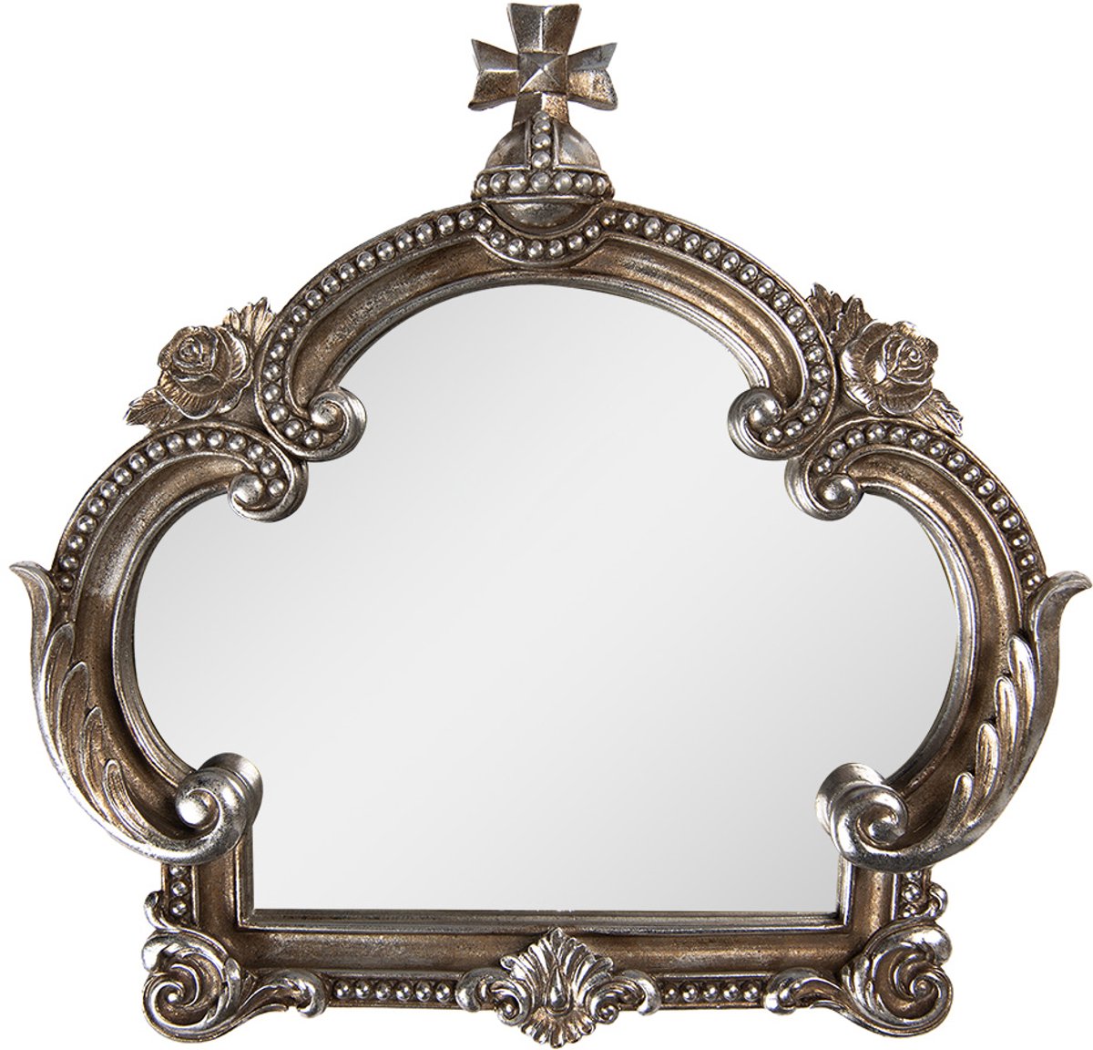 Spiegel Kroon 30x30 cm Zilverkleurig Kunststof