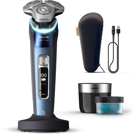 Philips Shaver i9000 Prestige Elektrisch Scheerapparaat Voor Mannen - Met Quick Clean Pod - Blauw - XP9201/30