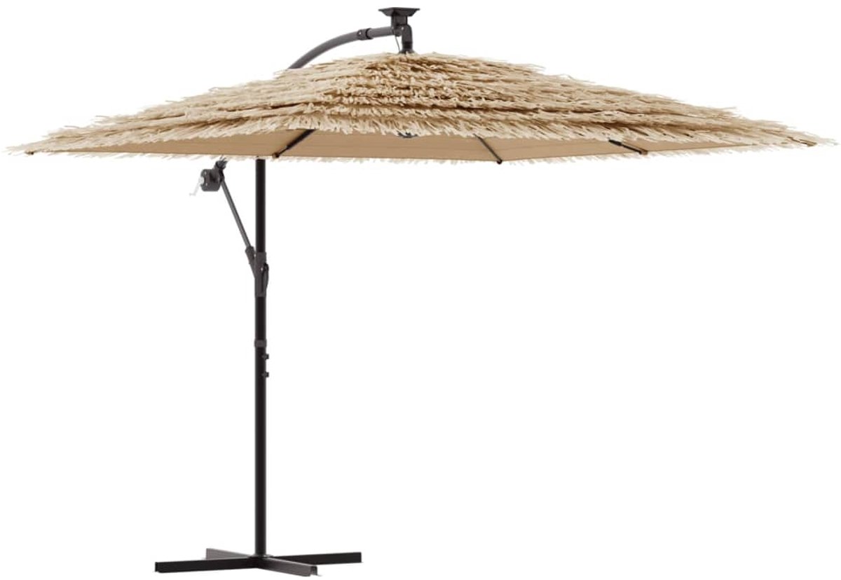 Brown outdoor parasol with a sturdy steel pole, measuring 246x246x230 cm - ideal for garden shading.