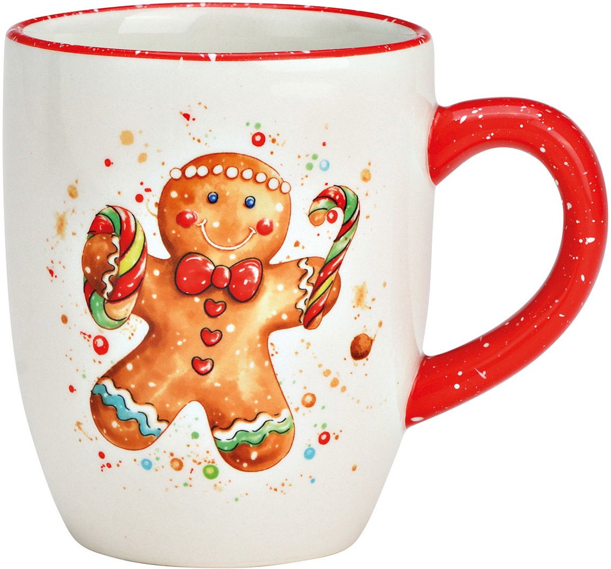 Mok gingerbread rood wit (B/H/D) 12x10x8cm 300ml