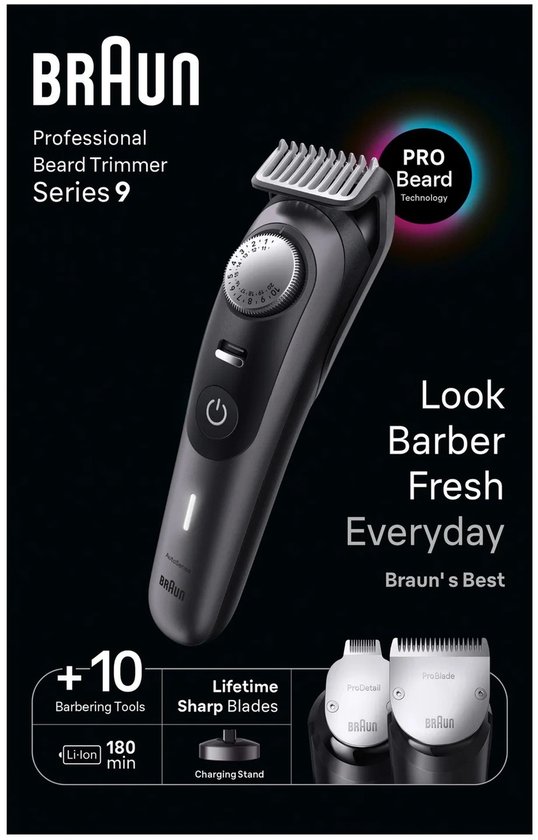 Braun BeardTrimmer 9 BT9421 baardtrimmer Batterij/Accu 40 - Braun - €87,95