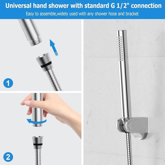 Cornat Handdouche Alzano - 60 x 32 mm kopgrootte - verchroomd - 1 straaltype - anti-kalk & waterbesparend inzetstuk/douchekop voor douche en bad/ECO-douchekop / TECB3400