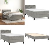 vidaXL Boxspring avec matelas Velours Gris clair 90x200 cm - Boxspring - Sommiers - Lit - Meubles de couchage