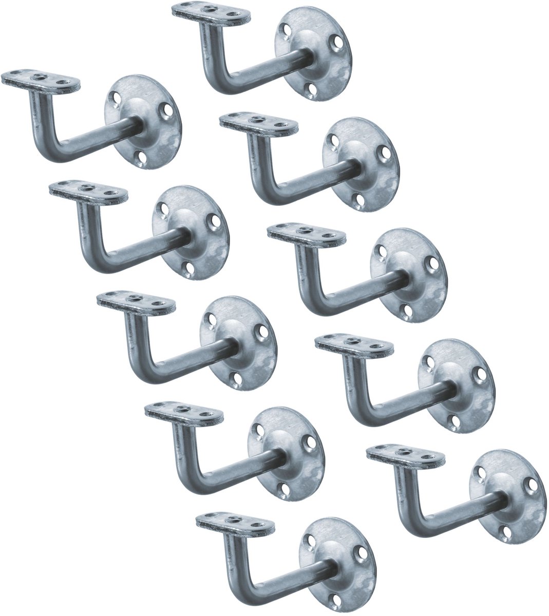 Alberts 865078 Leuningsteun | voor bevestiging aan de muur, steun niet verstelbaar | om vast te schroeven | steun recht | gegalvaniseerd | Set van 10