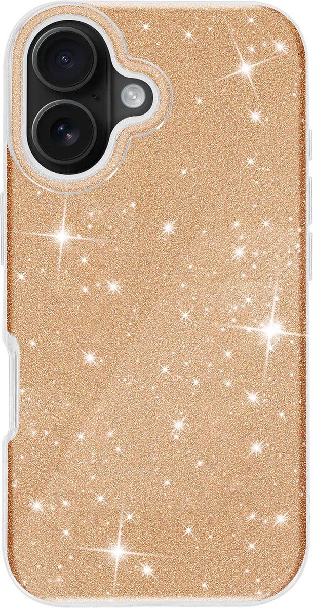 Avizar Ultradun glitter hoesje Geschikt voor Apple iPhone 16 schokbestendig, Goud
