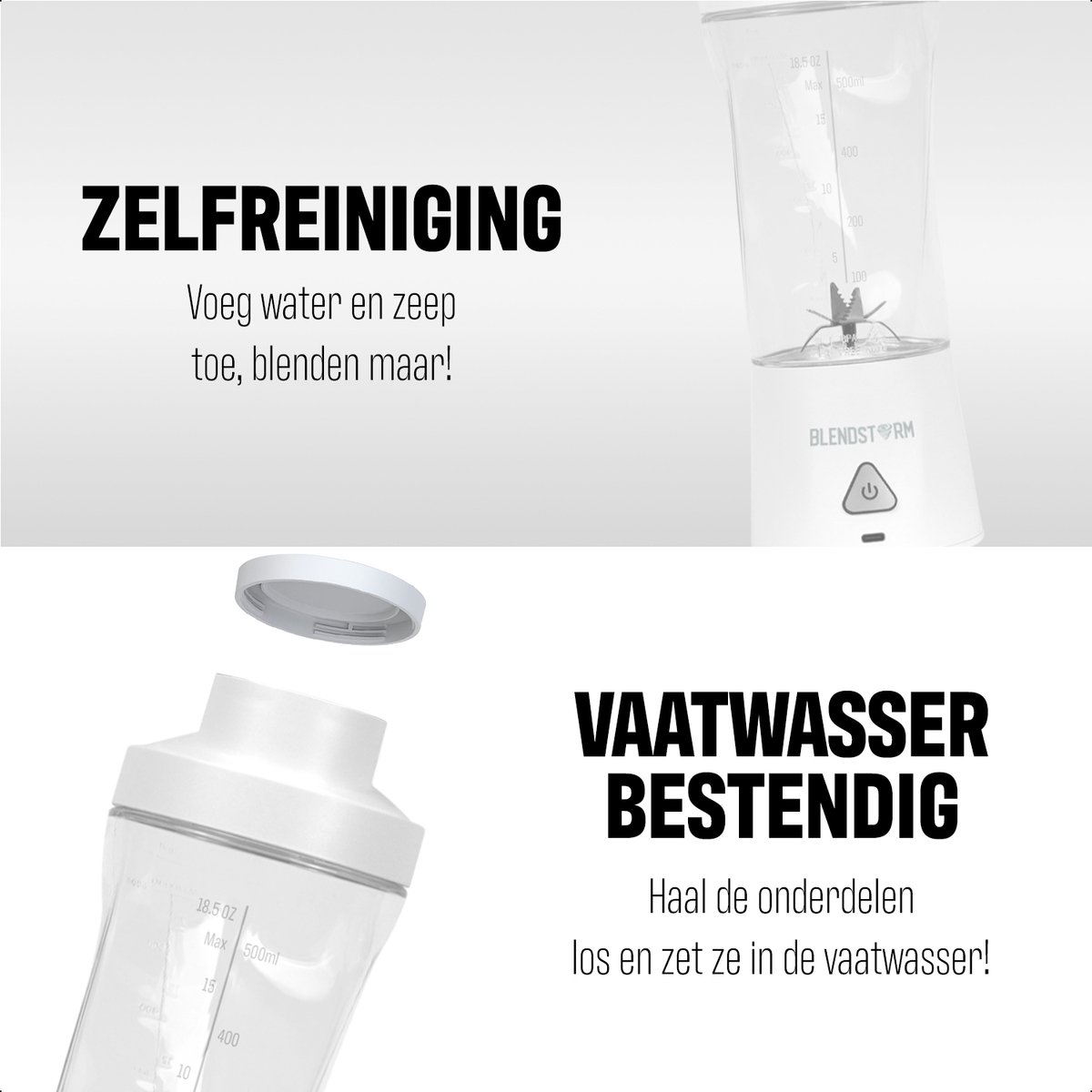 BlendStorm® Draagbare Blender Premium - Draadloze Blender - Draadloos - Blenders - Blender To Go - 6 Mesjes - Mini Blender - Smoothie Maker - Juicer - Keukenmachine - USB Oplaadbaar - 700 ml - Wit – foto 3