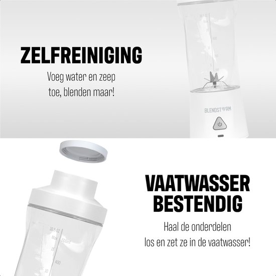 BlendStorm® Draagbare Blender Premium - Draadloze Blender - Draadloos - Blenders - Blender To Go - 6 Mesjes - Mini Blender - Smoothie Maker - Juicer - Keukenmachine - USB Oplaadbaar - 700 ml - Wit van BlendStorm® — afbeelding 3