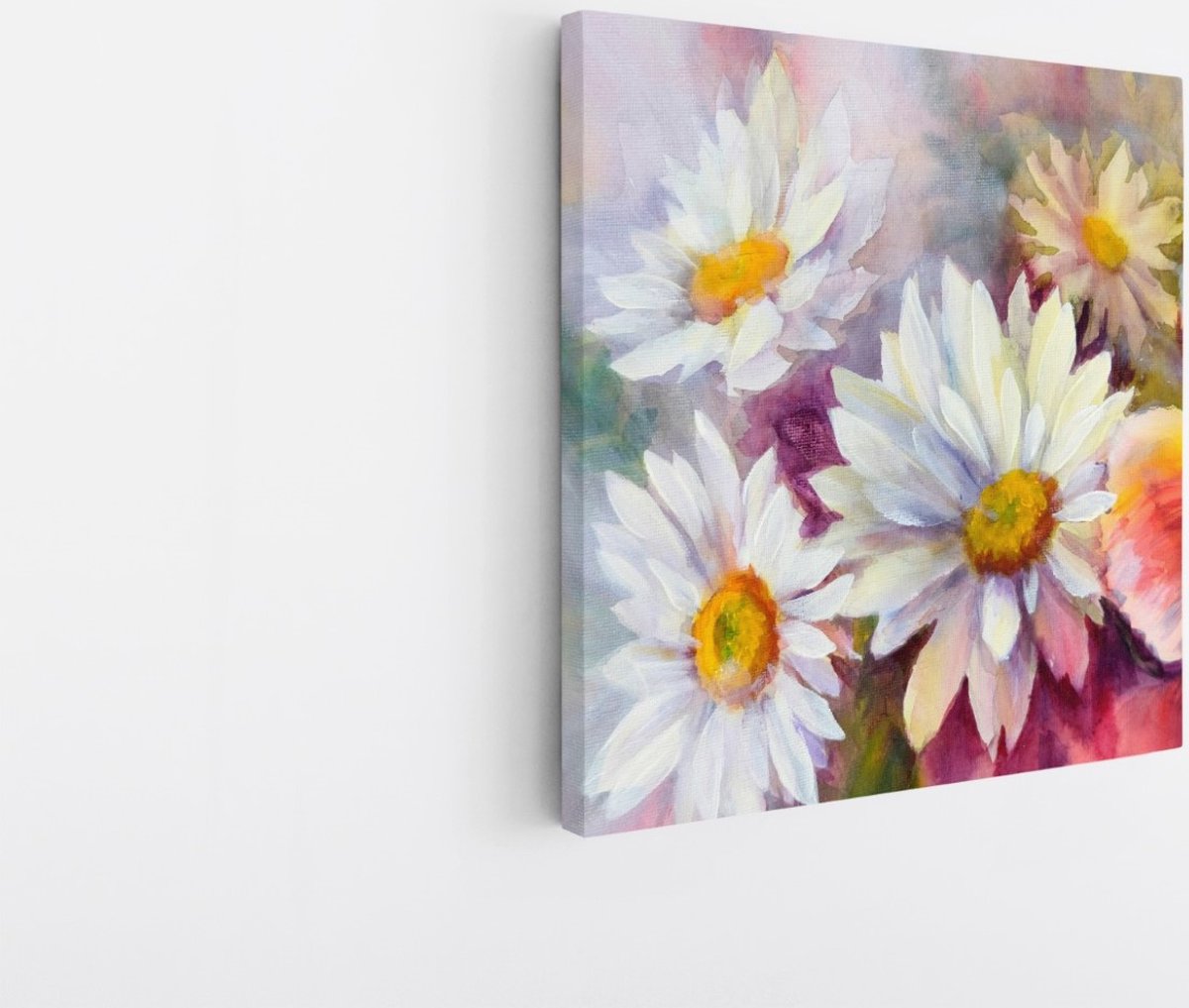 Saammp Canvas Schilderij - Witte Bloemen - Natuur - 40x40 - Foto op canvas - Wanddecoratie - Muurdecoratie Woonkamer - Kantoor Decoratie Multicolor