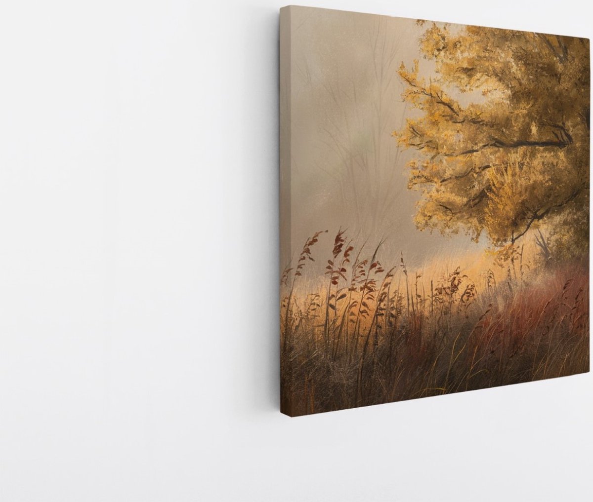 Saammp Canvas Schilderij - Gele Boom - Bloemen - Landschap - Natuur - 20x20 - Foto op canvas - Wanddecoratie - Muurdecoratie Woonkamer - Slaapkamer decoratie - Canvas Print Multicolor