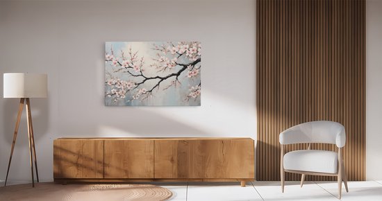 Tableau sur toile Saammp - Fleur rose sur branche - Abstrait - 50x40 - Photo sur toile - Décoration murale - Décoration murale murale Salon - Décoration bureau