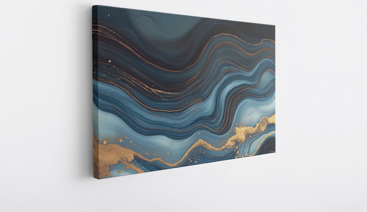 Saammp Canvas Schilderij - Golvend marmer - Abstract - 45x30 - Foto op canvas - Wanddecoratie - Muurdecoratie Woonkamer - Slaapkamer decoratie - Canvas Print Multicolor